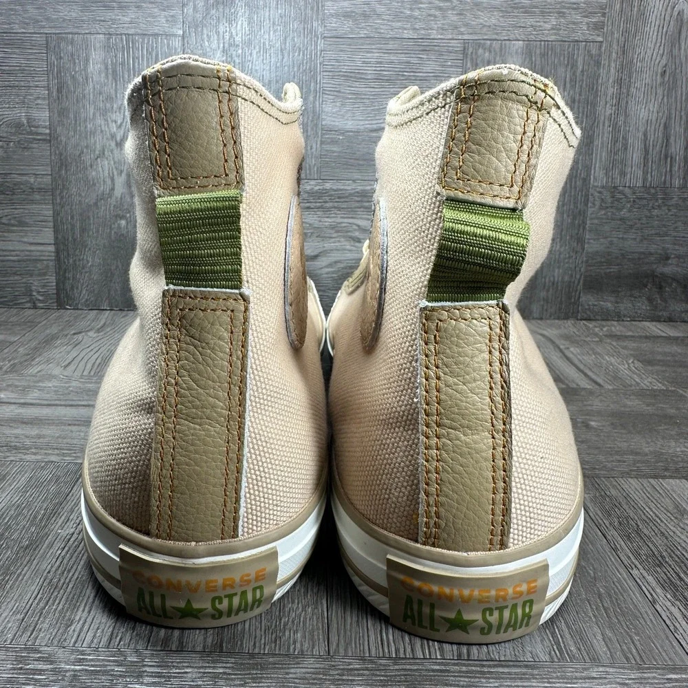 Converse High Top Sneakers Mens 13 Tan Olive Leather Canvas Chucks Diner NEW - Picture 7 of 9